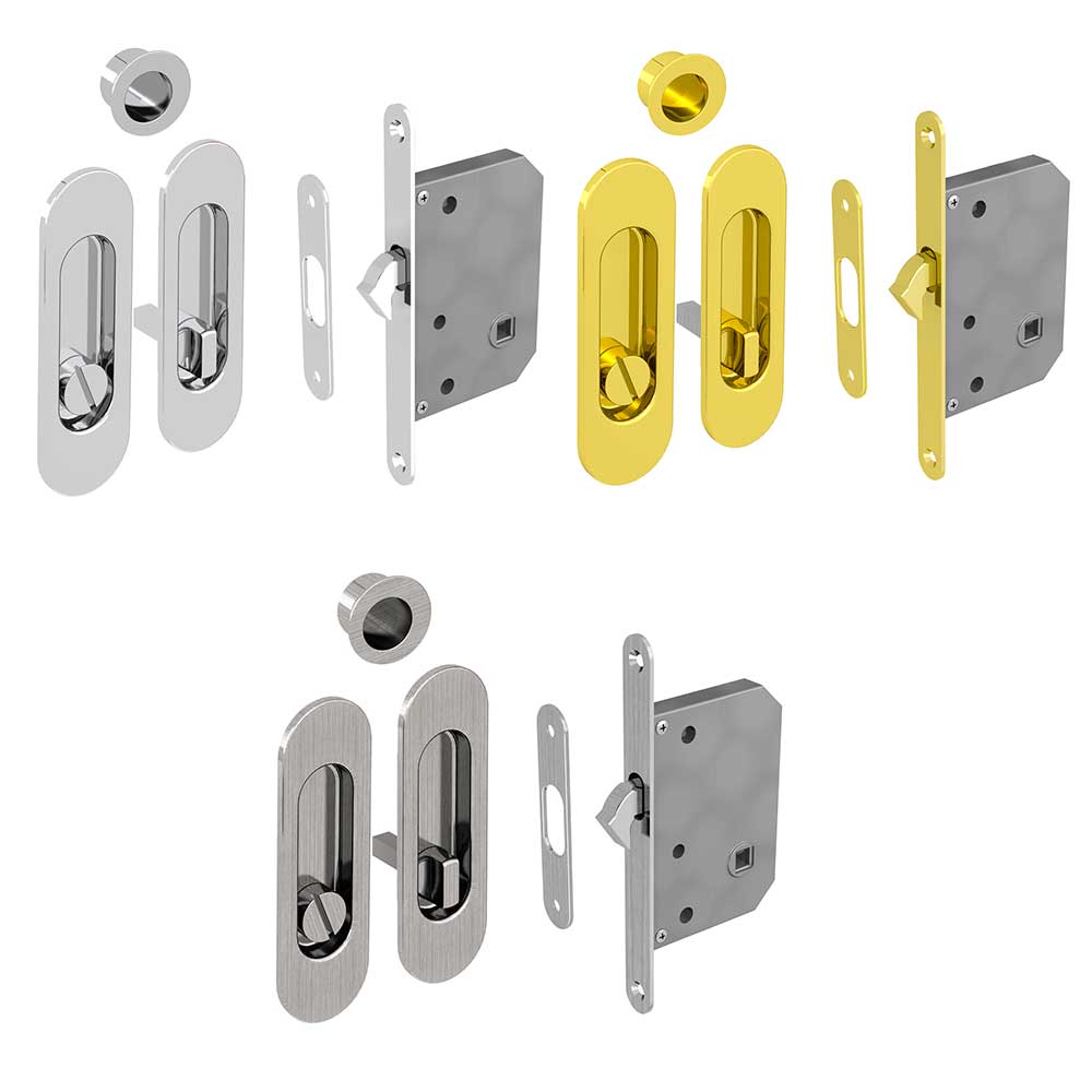 Mortise lock kit Oval handles with locking device SLID'UP by