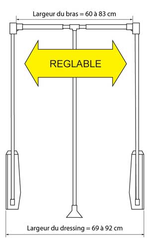 Kleerhangerlift breedte arm 60-83 cm