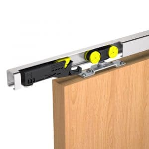 Mounting picture of our SLID’UP 1000 – connectable tracks for 1 door up to 180 lbs