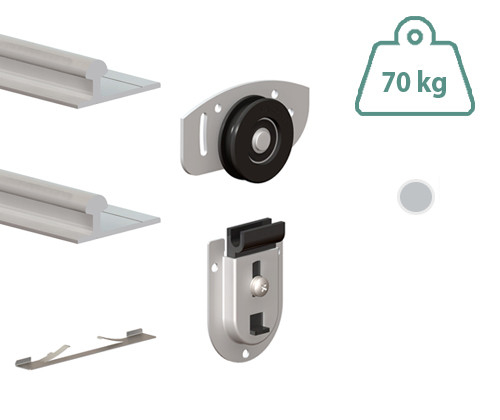 SLID'UP 130 - Kit pour porte de placard coulissante au sol - 70 kg