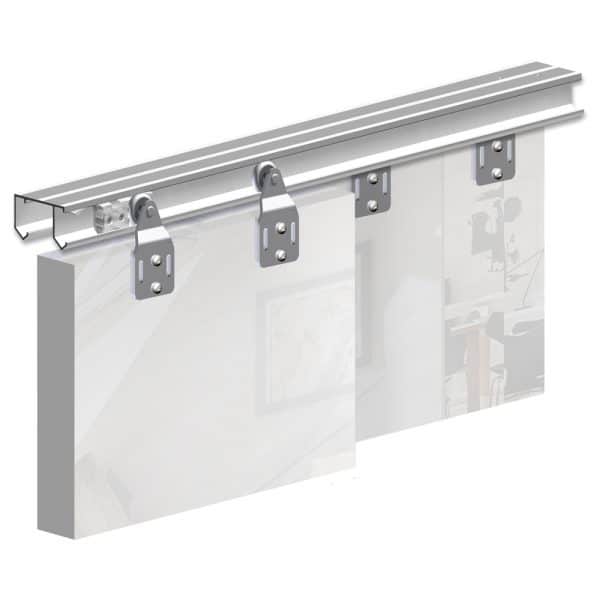 Mouting picture of our SLID’UP 110 – Sliding closet door hardware kit for 2 bypass doors up to 100 lbs each - 70" track