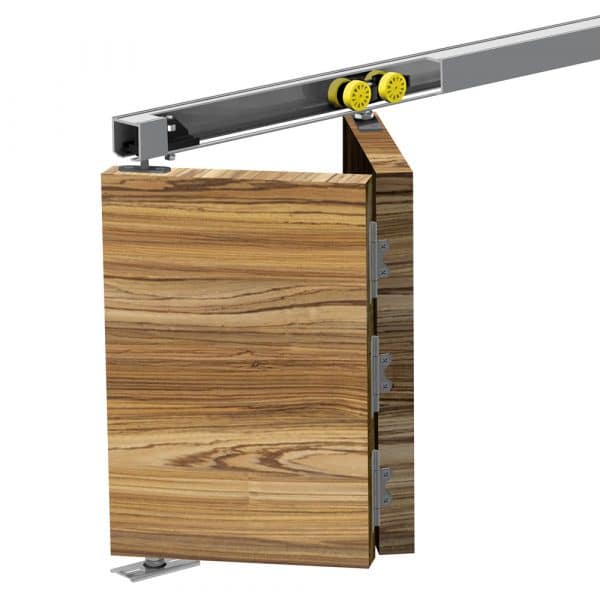 Mounting picture of our SLID’UP 140 – Bifold door hardware kit for 2 folding panels up to 55lbs each - 47" track