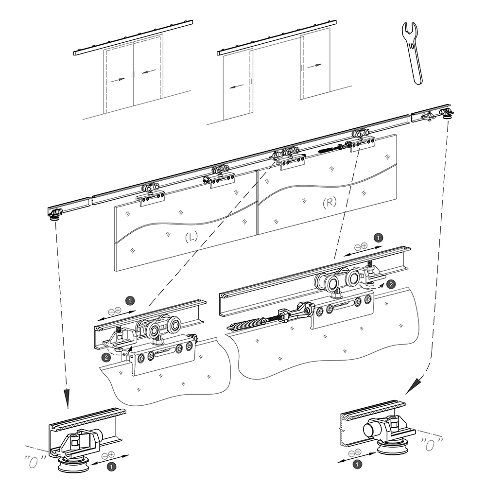 Synchronization kit for bi-parting glass door SLID'UP by MANTION