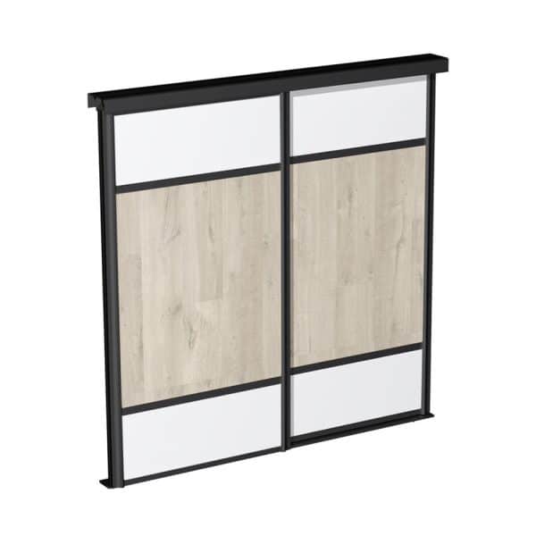 Mounting picture of our SLID'UP 280 for 2 sliding closet doors - Black color